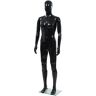 vidaXL Maniquí de hombre completo base vidrio negro brillante 185 cm