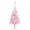 vidaXL Árbol de Navidad preiluminado con luces y bolas rosa 180 cm