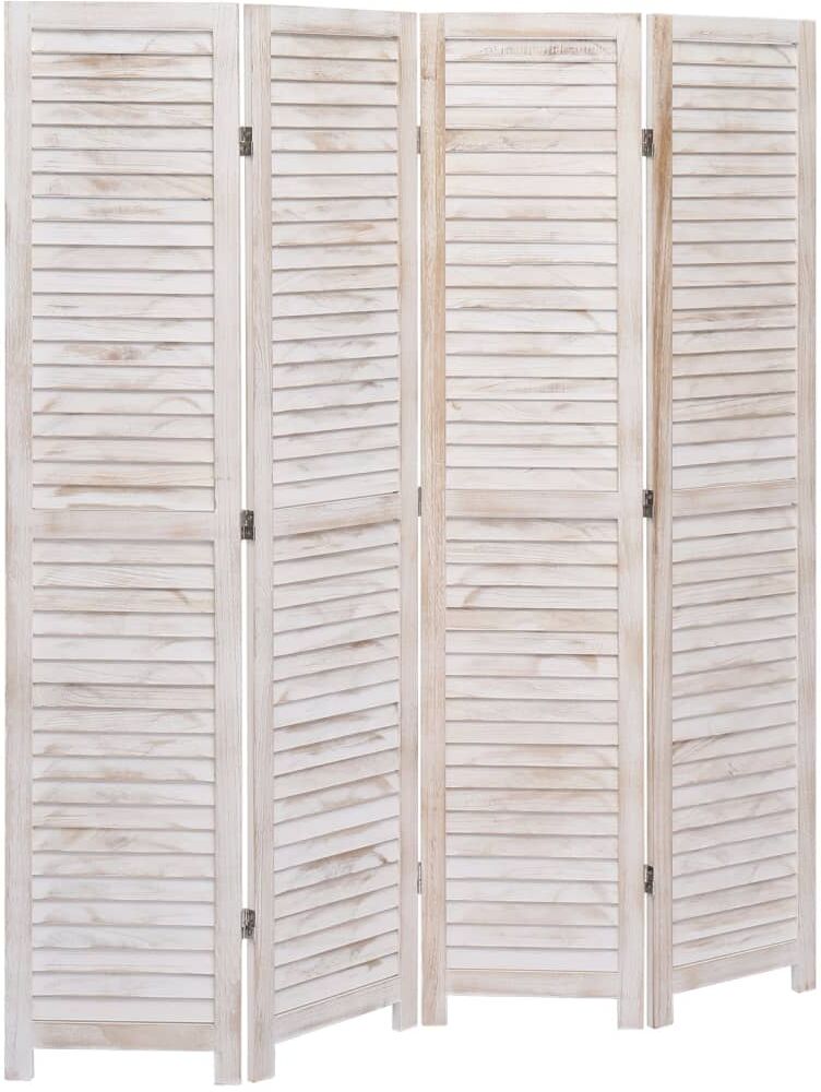 vidaXL Biombo divisor de 4 paneles madera blanco 140x165 cm vidaXL Biombo divisor de 4 paneles madera blanco 140x165 cm