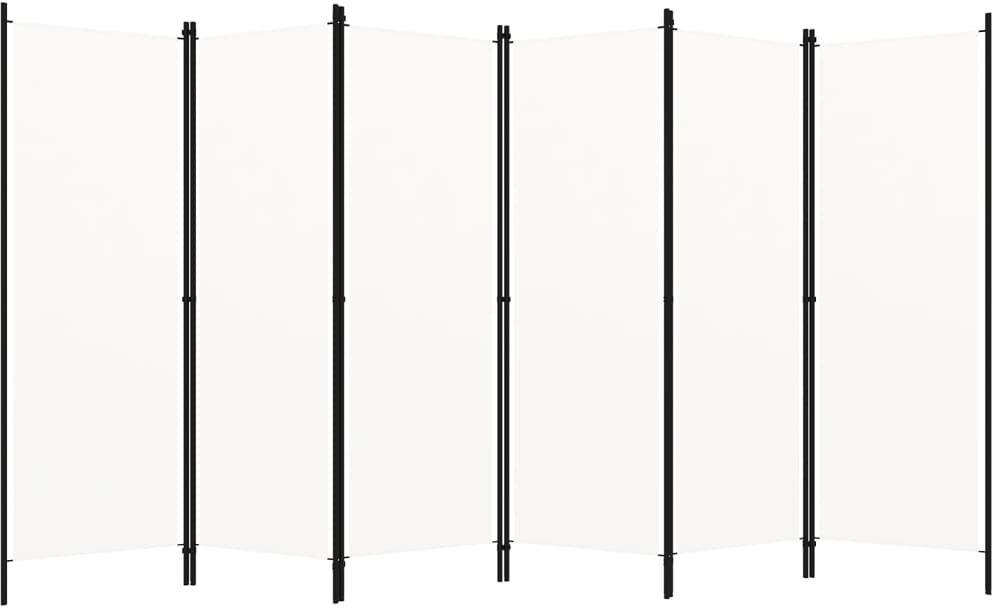 vidaXL Biombo divisor de 6 paneles blanco crema 300x180 cm vidaXL Biombo divisor de 6 paneles blanco crema 300x180 cm