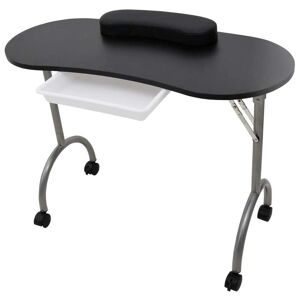 vidaXL Mesa de manicura plegable con ruedas negra