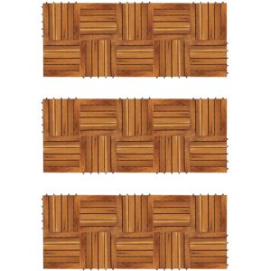 vidaXL Baldosas de porche patrón vertical 30 piezas acacia 30x30 cm