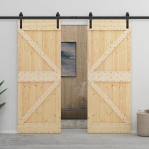 vidaXL Puerta corredera con herrajes madera maciza de pino 80x210 cm