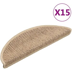 vidaXL Alfombrilla autoadhesiva escalera sisal 15 uds arena 56x17x3 cm