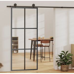 vidaXL Puerta corredera con herrajes ESG vidrio y aluminio 90x205 cm