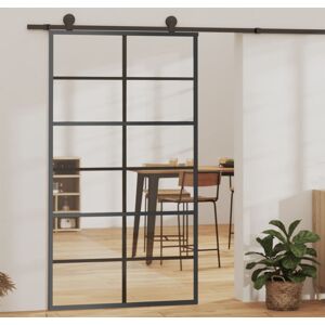 vidaXL Puerta corredera con herrajes ESG vidrio y aluminio 102x205 cm