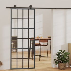 vidaXL Puerta corredera con herrajes ESG vidrio y aluminio 76x205 cm