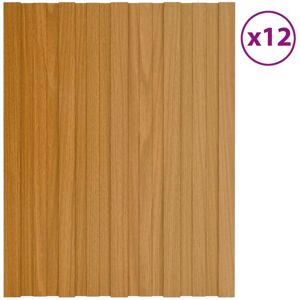 vidaXL Panel de tejado acero galvanizado color madera 12 uds 60x45 cm