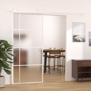 vidaXL Puerta corredera ESG vidrio y aluminio blanca 90x205 cm