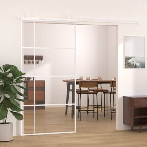 vidaXL Puerta corredera ESG vidrio y aluminio blanca 102,5x205 cm