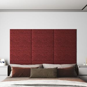 vidaXL Paneles de pared 12 uds tela rojo tinto 60x30 cm 2,16 m²