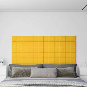 vidaXL Paneles de pared 12 uds terciopelo amarillo 90x15 cm 1,62 m²