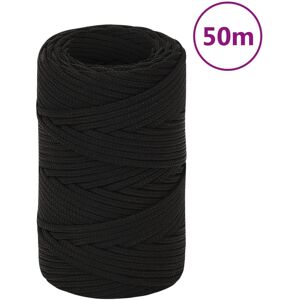 vidaXL Cuerda de trabajo poliéster negro 2 mm 50 m