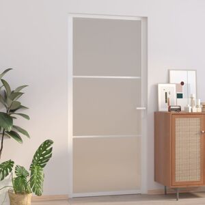 vidaXL Puerta interior de vidrio y aluminio blanco mate 93x201,5 cm