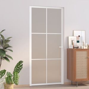 vidaXL Puerta interior de vidrio y aluminio blanco mate 93x201,5 cm