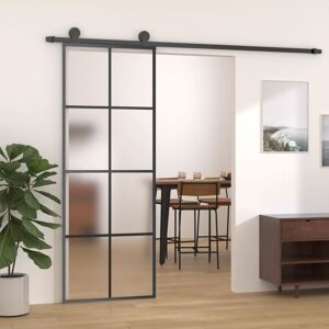 vidaXL Puerta corredera con set herrajes vidrio ESG aluminio 76x205 cm