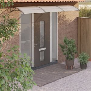 vidaXL Marquesina de puerta policarbonato gris 300x75 cm