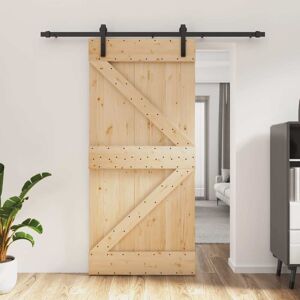 vidaXL Puerta corredera con herrajes madera maciza de pino 95x210 cm