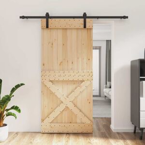 vidaXL Puerta corredera con herrajes madera maciza de pino 95x210 cm