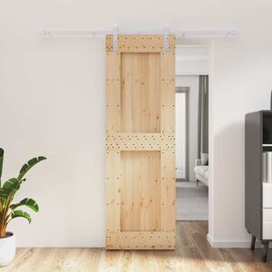 vidaXL Puerta corredera con herrajes madera maciza de pino 70x210 cm