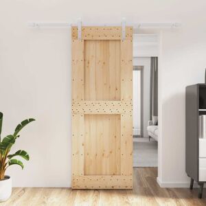 vidaXL Puerta corredera con herrajes madera maciza de pino 80x210 cm