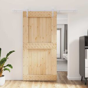 vidaXL Puerta corredera con herrajes madera maciza de pino 100x210 cm