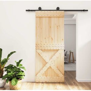 vidaXL Puerta corredera con herrajes madera maciza de pino 85x210 cm