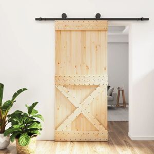 vidaXL Puerta corredera con herrajes madera maciza de pino 95x210 cm