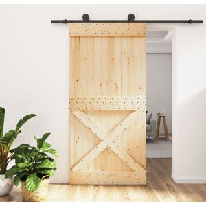 vidaXL Puerta corredera con herrajes madera maciza de pino 100x210 cm