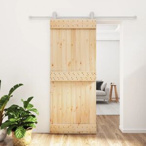 vidaXL Puerta corredera con herrajes madera maciza de pino 85x210 cm