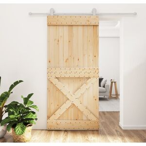 vidaXL Puerta corredera con herrajes madera maciza de pino 95x210 cm