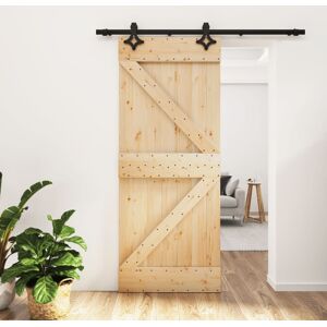 vidaXL Puerta corredera con herrajes madera maciza de pino 85x210 cm