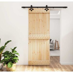 vidaXL Puerta corredera con herrajes madera maciza de pino 80x210 cm