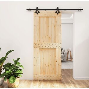 vidaXL Puerta corredera con herrajes madera maciza de pino 85x210 cm