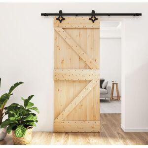 vidaXL Puerta corredera con herrajes madera maciza de pino 85x210 cm