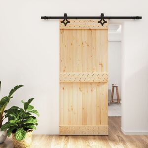 vidaXL Puerta corredera con herrajes madera maciza de pino 90x210 cm