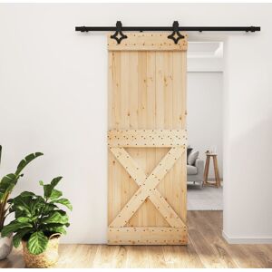 vidaXL Puerta corredera con herrajes madera maciza de pino 80x210 cm