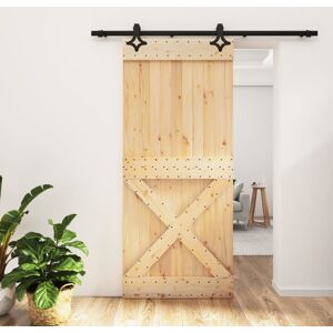 vidaXL Puerta corredera con herrajes madera maciza de pino 90x210 cm