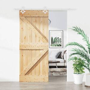 vidaXL Puerta corredera con herrajes madera maciza de pino 85x210 cm