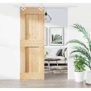 vidaXL Puerta corredera con herrajes madera maciza de pino 70x210 cm