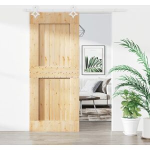 vidaXL Puerta corredera con herrajes madera maciza de pino 80x210 cm