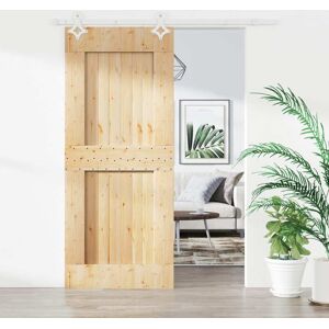 vidaXL Puerta corredera con herrajes madera maciza de pino 85x210 cm