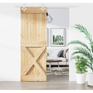 vidaXL Puerta corredera con herrajes madera maciza de pino 85x210 cm