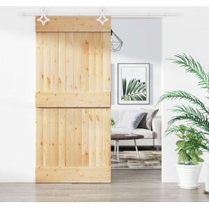 vidaXL Puerta corredera con herrajes madera maciza de pino 95x210 cm