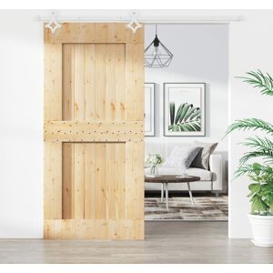 vidaXL Puerta corredera con herrajes madera maciza de pino 95x210 cm