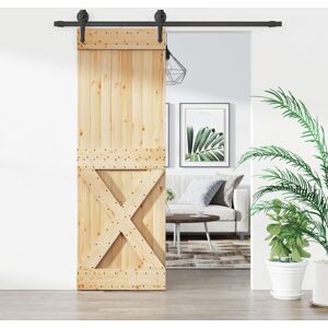 vidaXL Puerta corredera con herrajes madera maciza de pino 70x210 cm