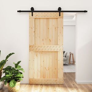 vidaXL Puerta corredera con herrajes madera maciza de pino 100x210 cm