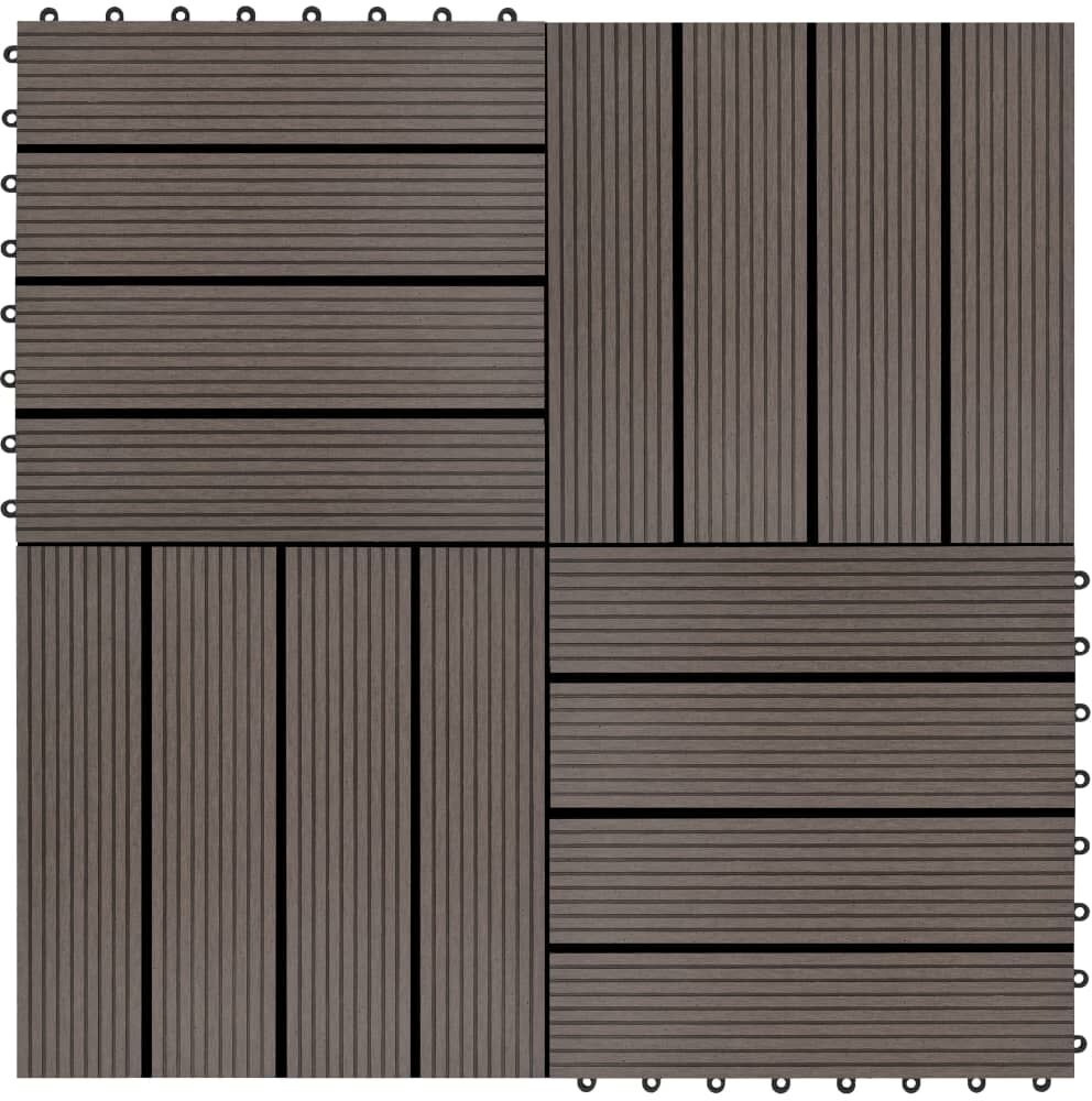 vidaXL Baldosas de porche de WPC 30x30 cm 1 m² marrón oscuro 11 uds