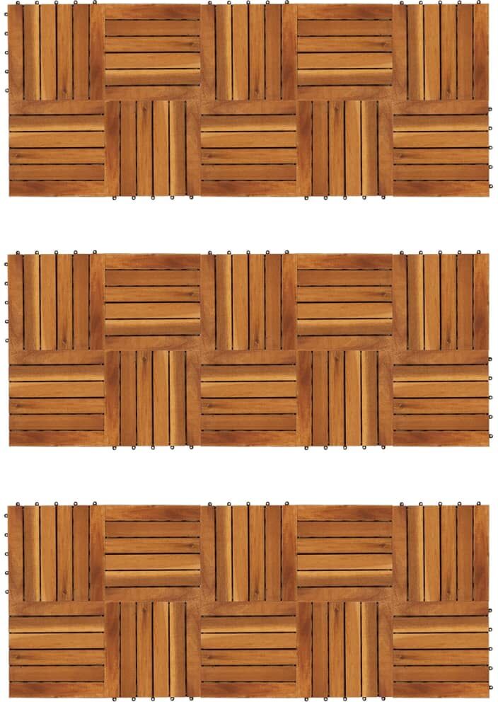 vidaXL Baldosas de porche patrón vertical 30 piezas acacia 30x30 cm