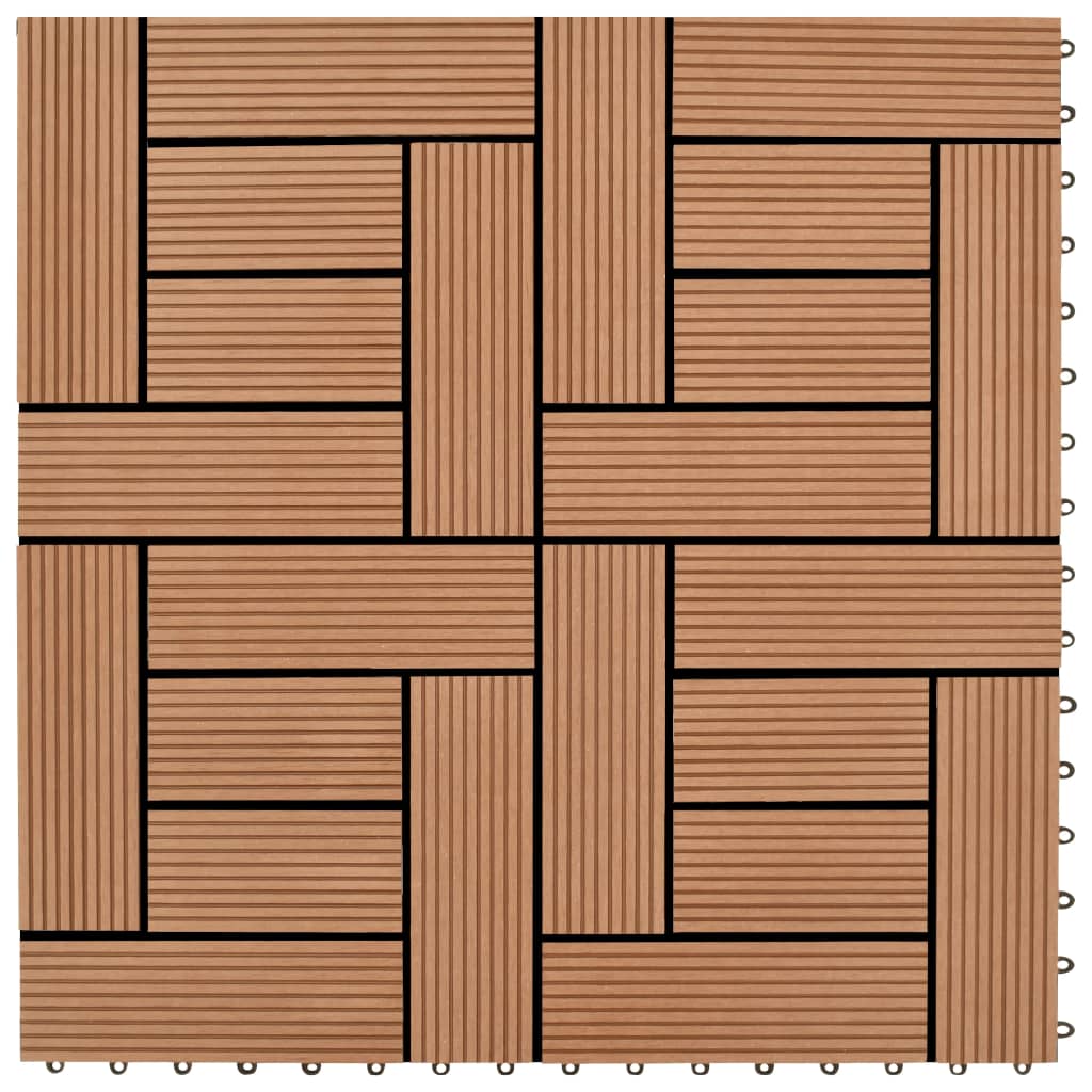 vidaXL Baldosas de porche de WPC 30x30 cm 2 m² marrón 22 unidades